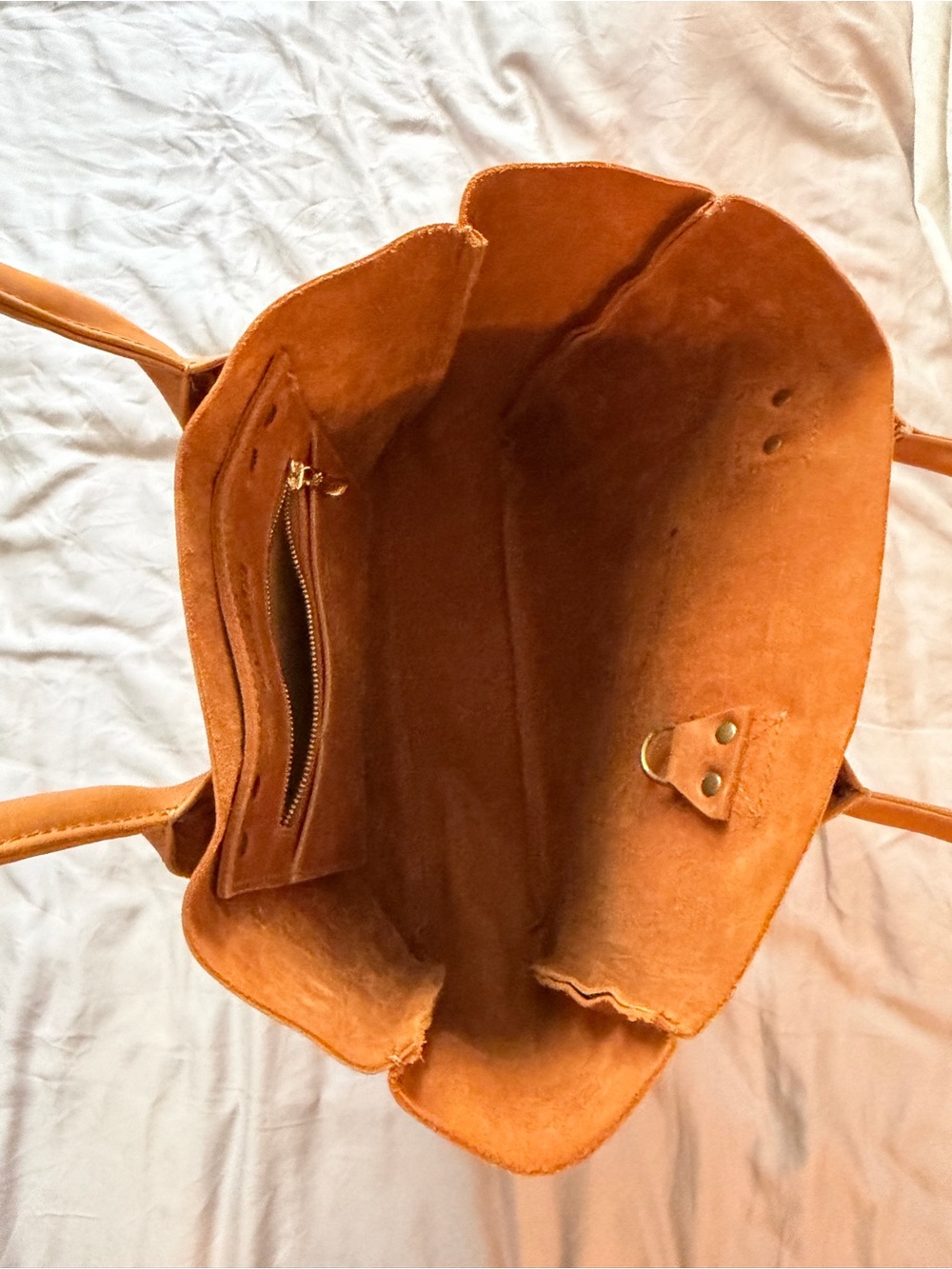 Classic Cognac Leather Tote with Double Handles - Picture 3 of 5